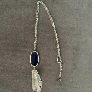 Kendra Scott Rayne Gold Long Pendant Necklace- Navy Cat's Eye